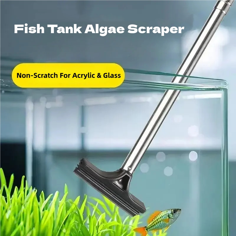 Marine Aquarium Glass Scraper - Teleskopik Akvaryum Alg Kazıyıcısı Paslanmaz Çelik